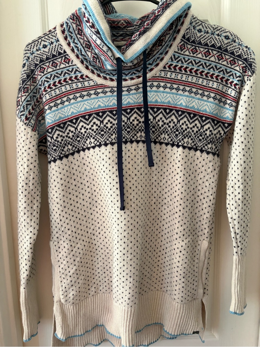 Women's Cream Fair Isle Cowl Neck Sweater